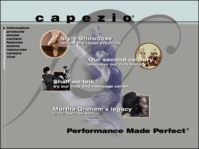 Capezio index page