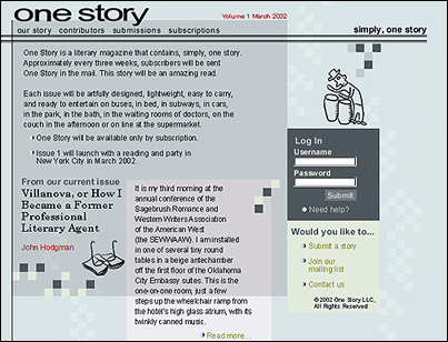 One Story logo applied to web site design